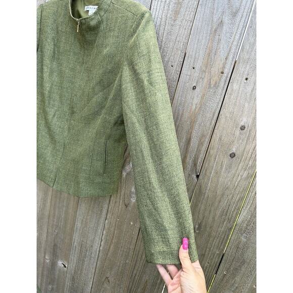 Rafael Woman’s Jacket Blazer full zip Green Career Dress Size 14 Fall Winter - Picture 3 of 8